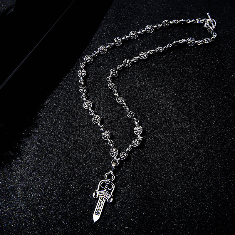 Electroplated Silver Grand Sword Pendant Cross Pendant