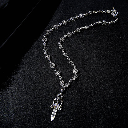 Electroplated Silver Grand Sword Pendant Cross Pendant
